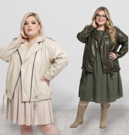 NEW COLLECTION oversized  eco leder jas met ritssluiting  stretch  /in meerdere kleuren