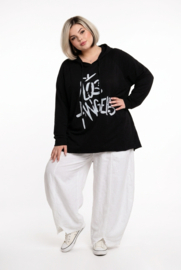 ITALIA oversized katoen tuniek/top  stretch zwart