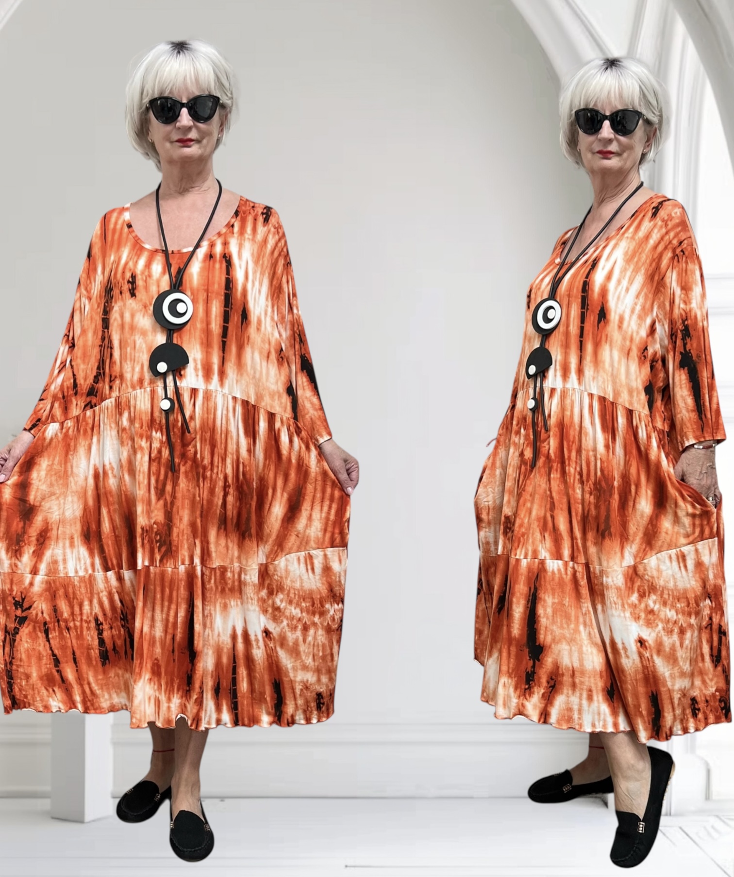 AKH jersey viscose oversized A-lijn jurk stretch