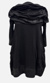 Vincenzo Allocca oversized katoen A-lijn tuniek met lakverf kraag /stretch/zwart