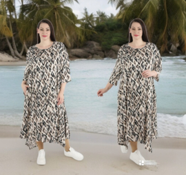 AKH oversized zijde look viscose A-lijn jurk met zakken /apart