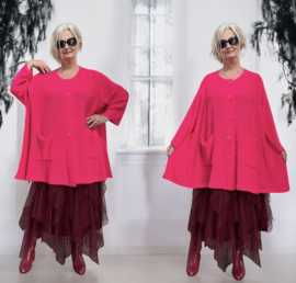 AKH gebreide oversized A-lijn katoen vest/blazer apart stretch