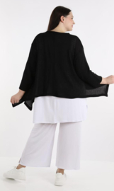 AKH oversized viscose A-lijn korte blazer/vest apart stretch  zwart