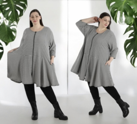 AKH viscose  A-lijn zomer jas/blazer/vest/tuniek apart zwart/wit   stretch