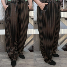 ITALIA jersey broek  apart stretch zwart/bruin (extra groot)