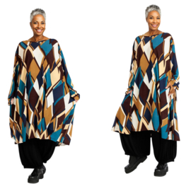 AKH jersey viscose oversized A-lijn jurk/tuniek apart stretch