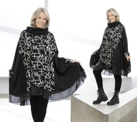 AKH oversized viscose A-lijn tuniek  apart zwart/grijs stretch