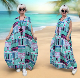 AKH oversized chique viscose  A-lijn  jurk apart/niet doorschijnend