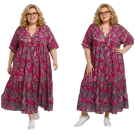 UNIDIVA viscose/zijde  A-lijn zomer jurk apart