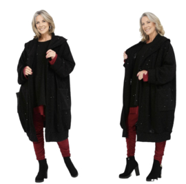 AKH oversized viscose warme bouclé vest/blazer stretch/met fijne glitters