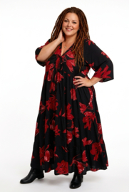 Vincenzo Allocca oversized viscose  BOHO A-lijn jurk apart/zwart