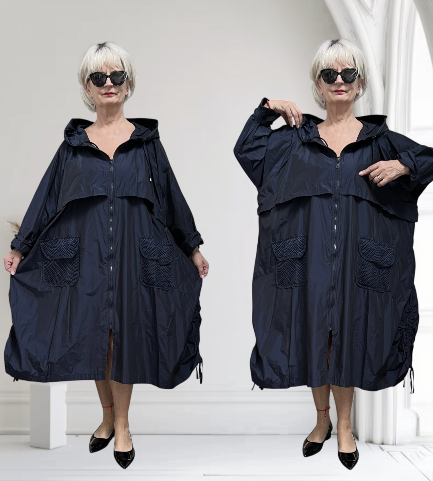 Zedd Plus oversized waterbestendig tussenjas donkerblauw
