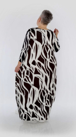 AKH oversized viscose ballon jurk apart/ stretch/ zwart/wit
