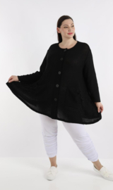AKH gebreide oversized bouclé  A-lijn katoen vest/blazer apart stretch