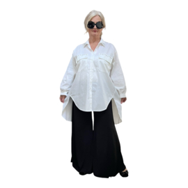 ITALIA oversized katoen A-lijn blouse/hemd met steentjes