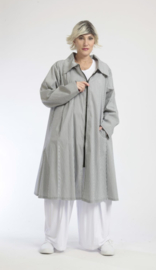 AKH katoen A-lijn zomer blouse /jas /blazer met ritssluiting grijs/wit /stretch