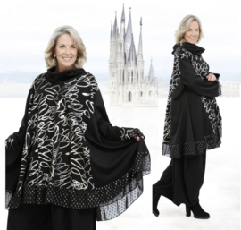 AKH oversized viscose A-lijn tuniek  apart zwart/silver stretch