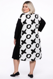 AKH oversized katoen mix A-lijn blazer stretch zwart/wit