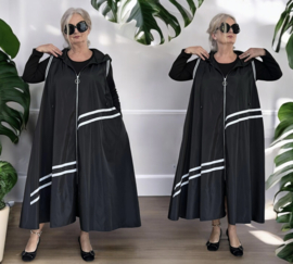 SASHA KLARA oversized  A-lijn vest + jurk / stretch/zwart/wit