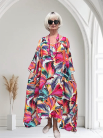 Francesca Romantica oversized A-lijn viscose chiffon overjurk met touwtjes  apart (extra groot)