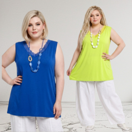 ITALIA oversized viscose top met kant /stretch /in meerdere kleuren