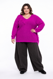 ITALIA oversized acryl mix gebreide top met franjes /in meerdere kleuren