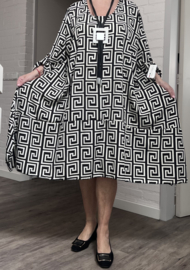 ITALIA  MODA  viscose wijde jurk apart zwart/wit