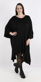 AKH oversized jersey viscose A-lijn tuniek/jurk apart stretch  zwart