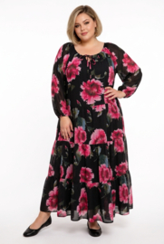 SASHA VIVIEN  chiffon met een vleugje zijde jurk gevoerd