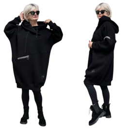 SASHA Gina oversized katoen joggingstof winter tuniek zwart/premium kwaliteit/stretch