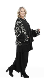 AKH oversized viscose A-lijn vest/blazer  apart zwart/grijs stretch