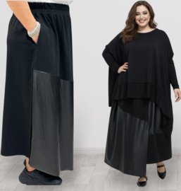 Vincenzo Allocca oversized katoen rok met inzet van eco leder /aparte/stretch