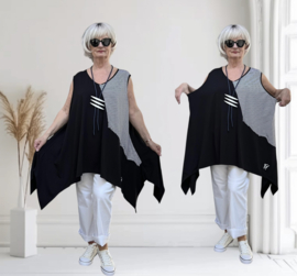 Vincenzo Allocca oversized katoen A-lijn tuniek apart/stretch /zwart/wit