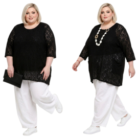 ITALIA oversized viscose KANTEN top met zakken  stretch/zwart