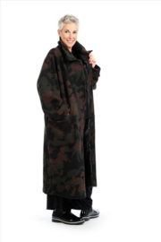 AKH oversized lange wollen winterjas/mantel  gevoerd