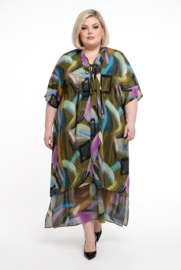 DIVAS PLANET oversized viscose jurk  met inzet van tule