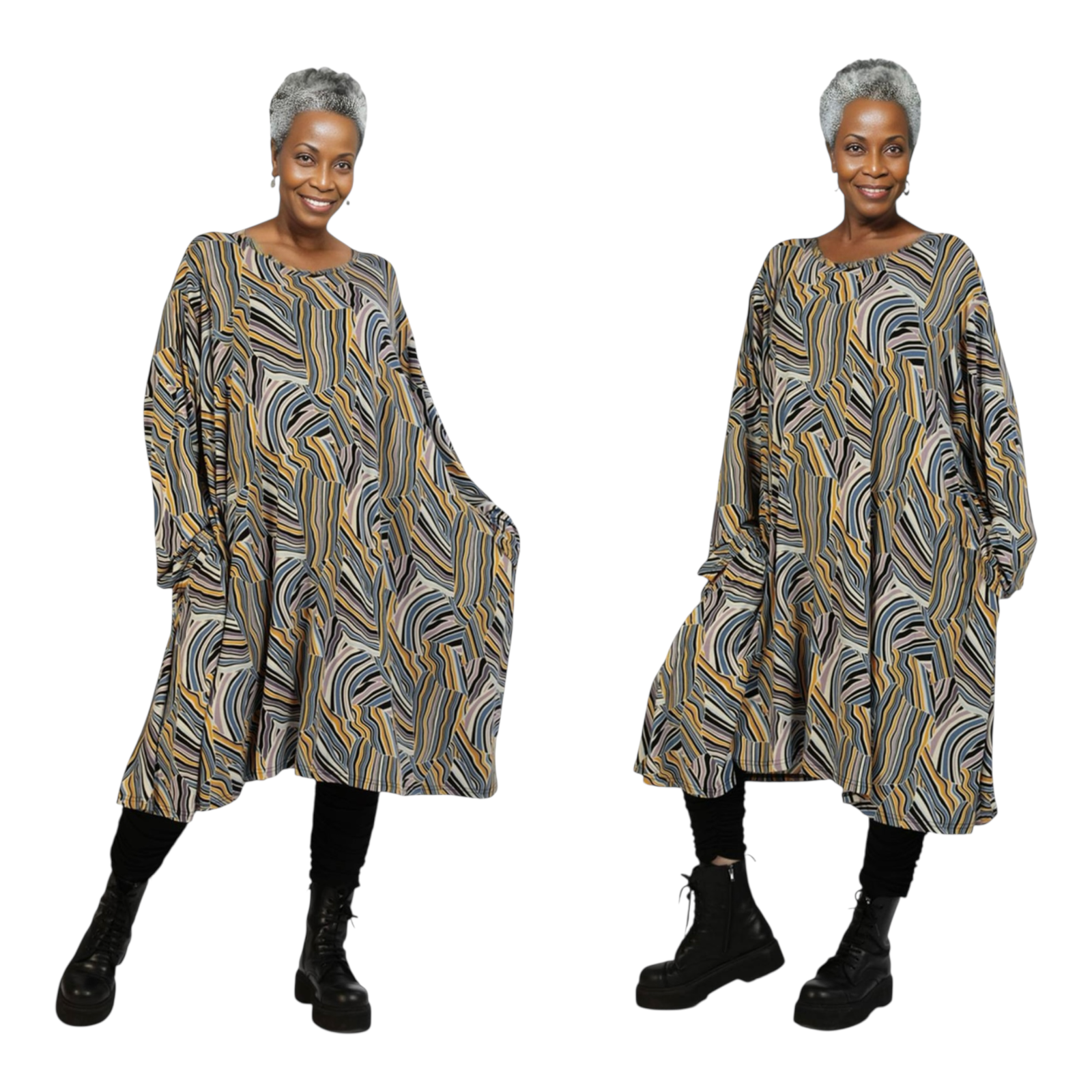 AKH oversized viscose tricot A-lijn tuniek  apart stretch