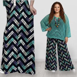 ITALY Mode jersey viscose  wijde broek apart /zeer rekbaar