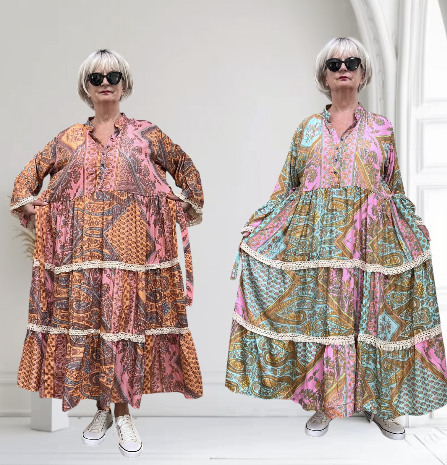 UNIDIVA  oversized viscose/zijde  A-lijn zomer jurk/in meerdere kleuren