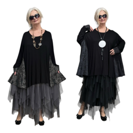 AKH oversized jersey viscose A-lijn tuniek apart  stretch zwart /in meerdere kleuren