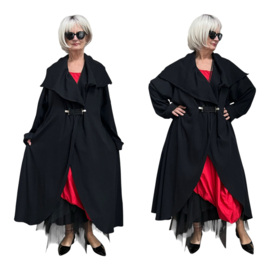 Vincenzo Allocca oversized katoen A-lijn jas/blazer/vest stretch zwart