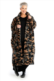 AKH oversized lange wollen winterjas/mantel  gevoerd