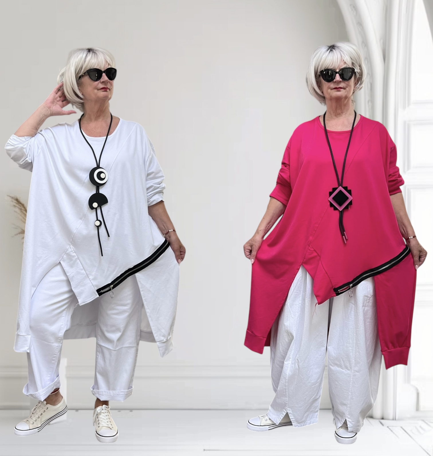 ITALIA MODA oversized katoen A-lijn tuniek stretch/in meerdere kleuren