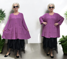 AKH gebreide oversized A-lijn katoen vest/blazer apart stretch