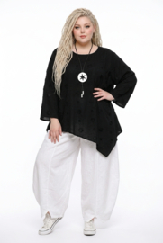 Moonshine oversized geborduurd viscose A-lijn tuniek zwart