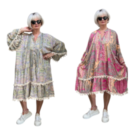 ITALIA MODA viscose/zijde BOHO A-lijn jurk /in meerdere kleuren