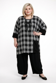 AKH viscose mix tuniek met een zak /apart/ zwart/grijs