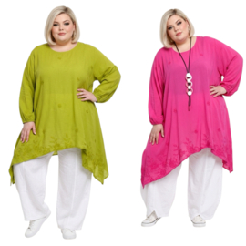 Moonshine oversized geborduurd viscose A-lijn tuniek  /in meerdere kleuren