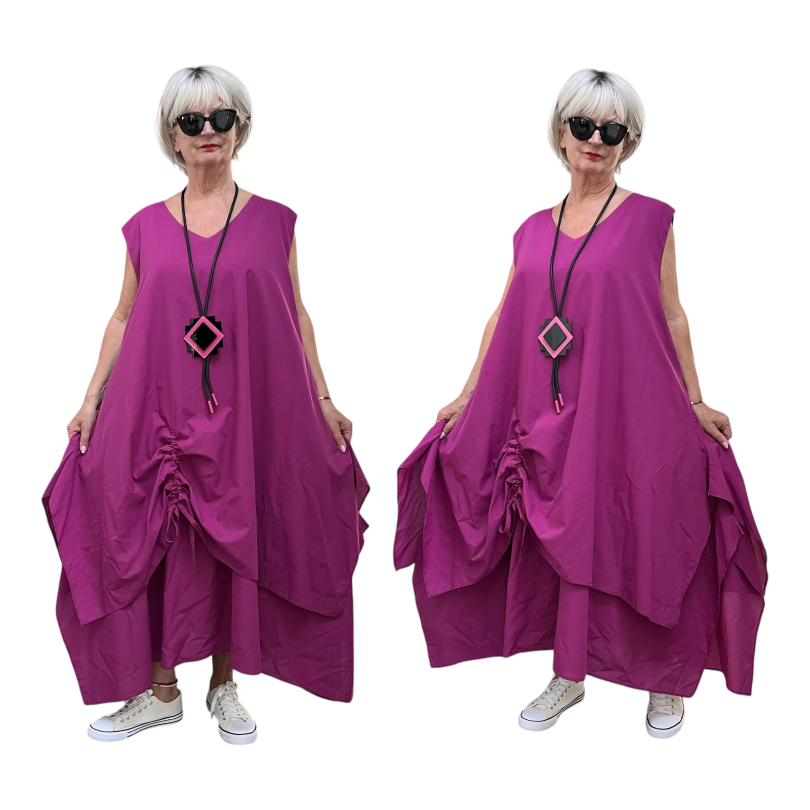 ALYANS oversized katoen dubbele A-lijn jurk