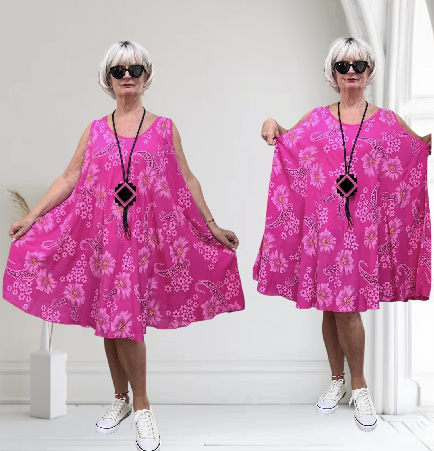 ITALIA oversized viscose A-lijn zomer jurk